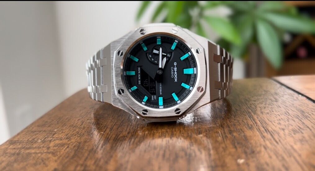 Stainless Steel Mod Tiffany Blue hour markers - Casio G-Shock new Mod