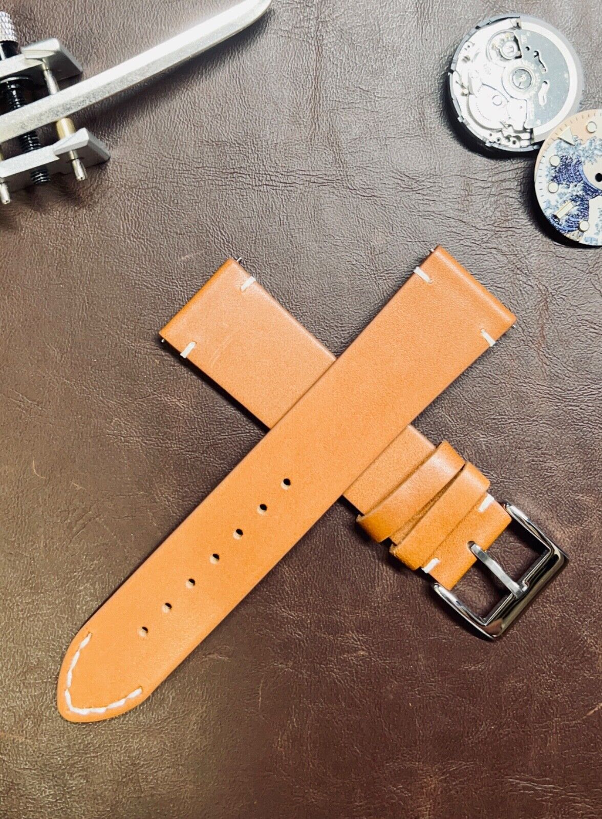 Genuine Leather Vintage - Watch Strap Wristwatch Band 22mm