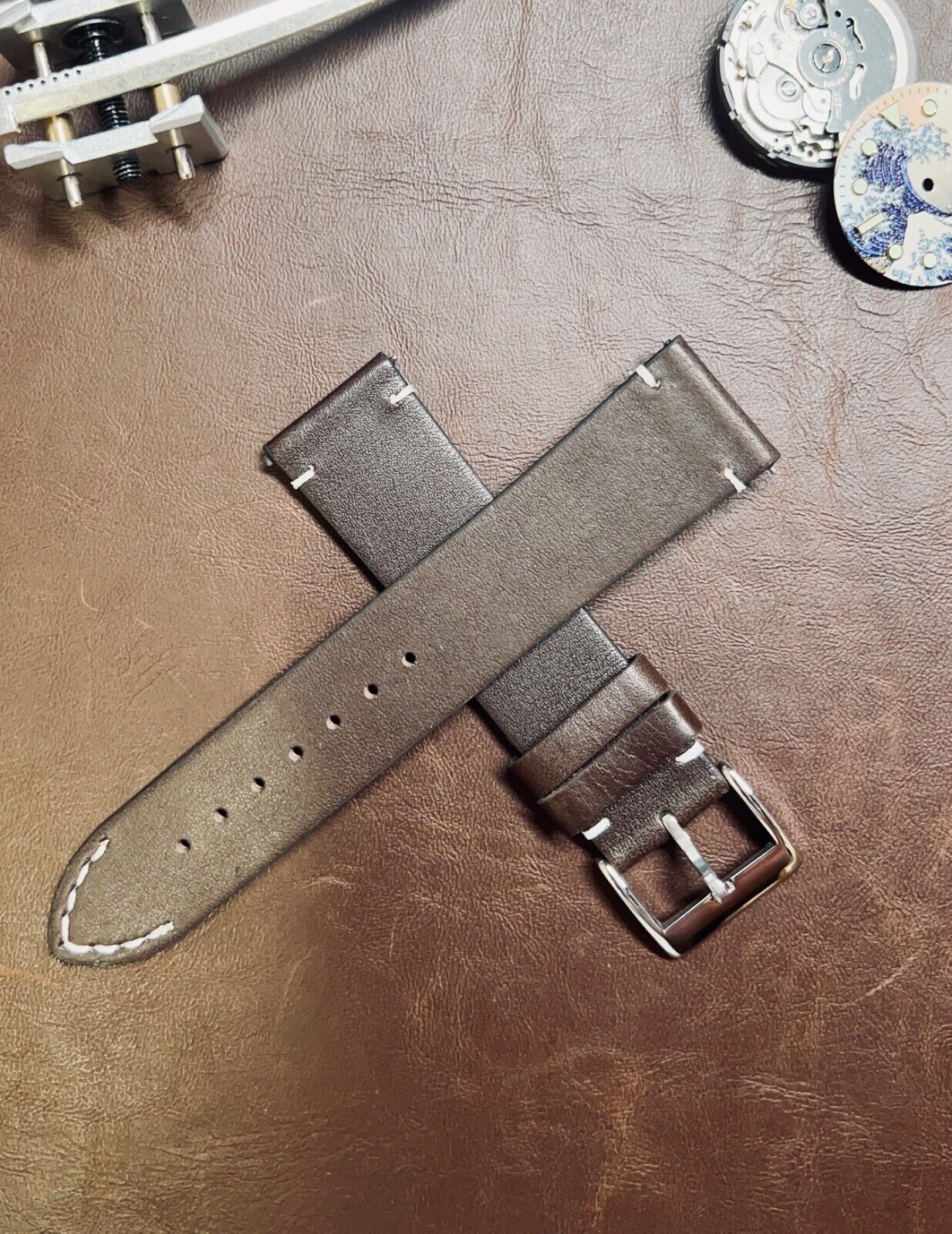 Genuine Leather Vintage - Watch Strap Wristwatch Band 22mm