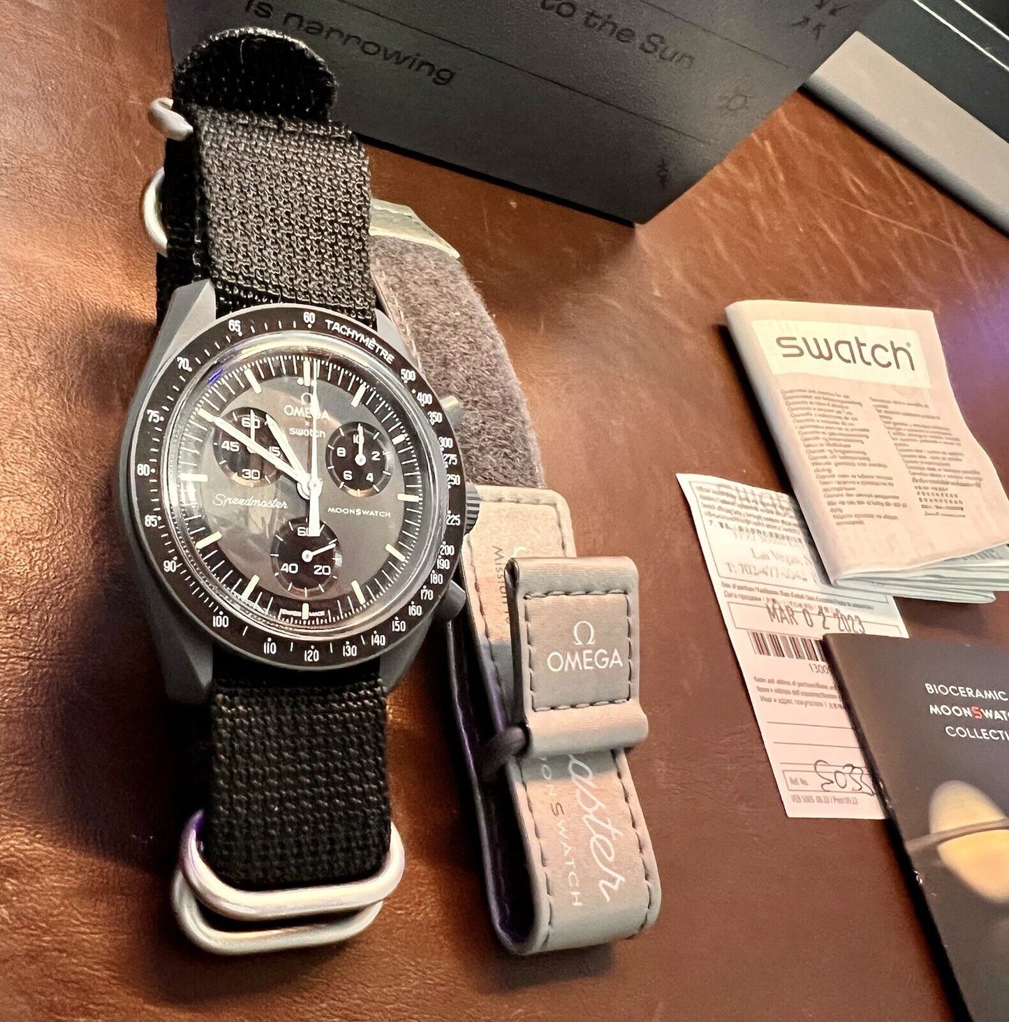 OMEGA x Swatch Speedmaster Men's Gray Watch - SO33A100, Boxes Papers and Receipt