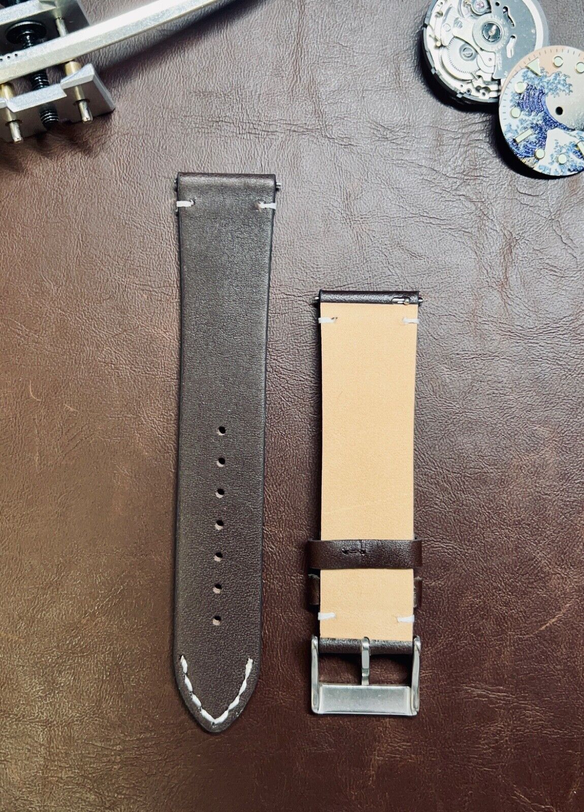 Genuine Leather Vintage - Watch Strap Wristwatch Band 22mm