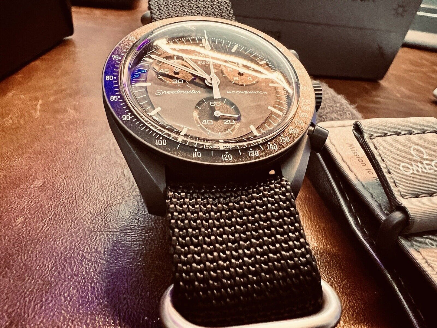 OMEGA x Swatch Speedmaster Men's Gray Watch - SO33A100, Boxes Papers and Receipt