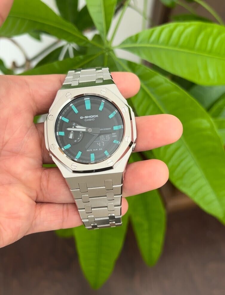 Stainless Steel Mod Tiffany Blue hour markers - Casio G-Shock new Mod