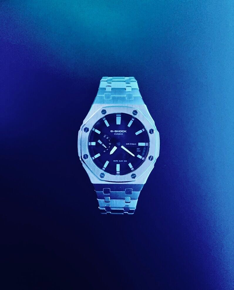 Stainless Steel Mod Tiffany Blue hour markers - Casio G-Shock new Mod