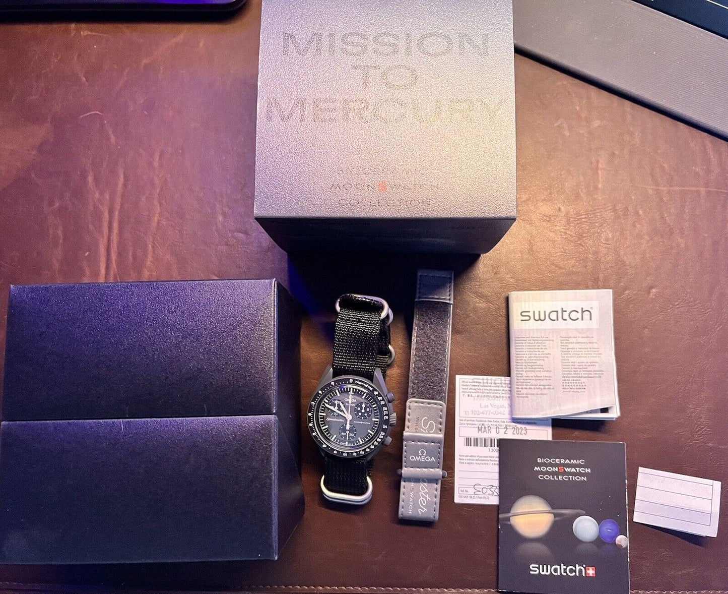 OMEGA x Swatch Speedmaster Men's Gray Watch - SO33A100, Boxes Papers and Receipt