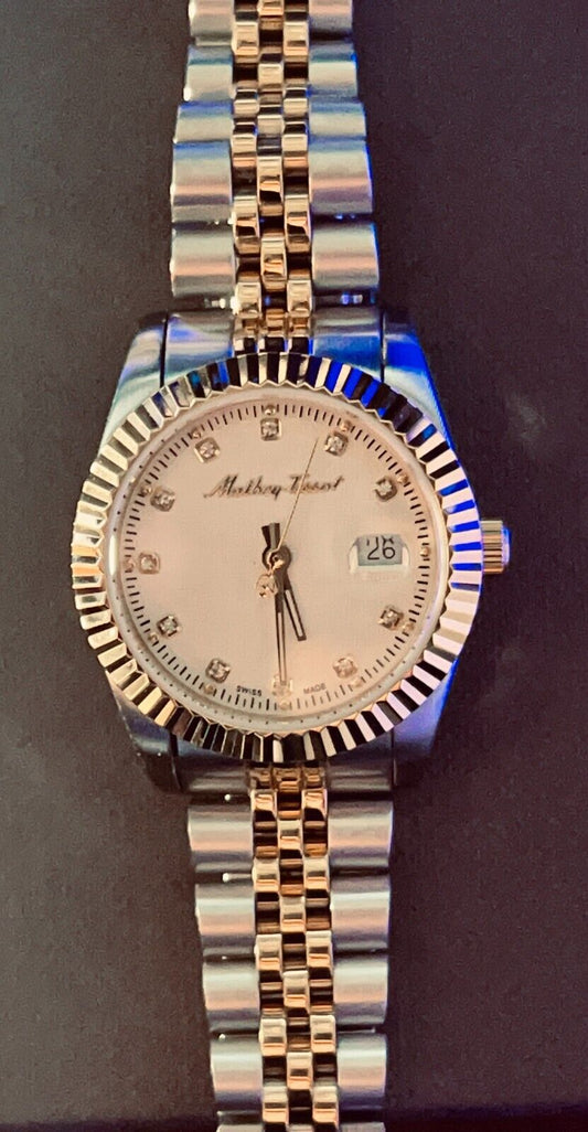 Rolly III  32 mm Silver Stainless Steel Case, Gold/Silver-  White Dial