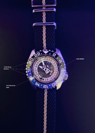 Custom designed Automatic Seiko GMT watch (NH34) movement - Modified Rare